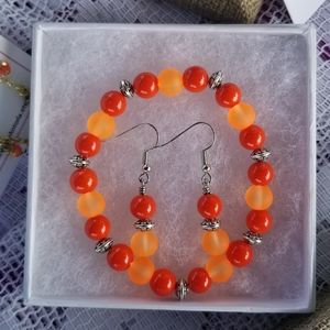 Frosty Orange Bracelet & Earring Set